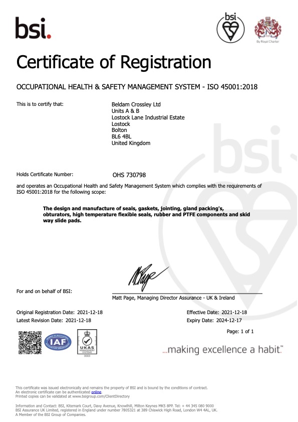 OHS ISO45001 Certificate